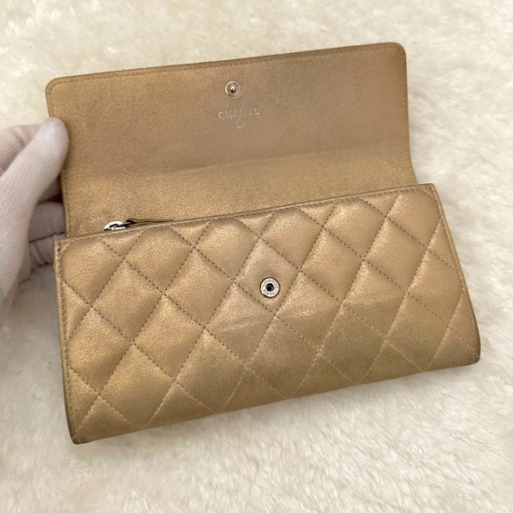 Chanel Gold Suede Leather Wallet On Chain - Picture 8 of 14